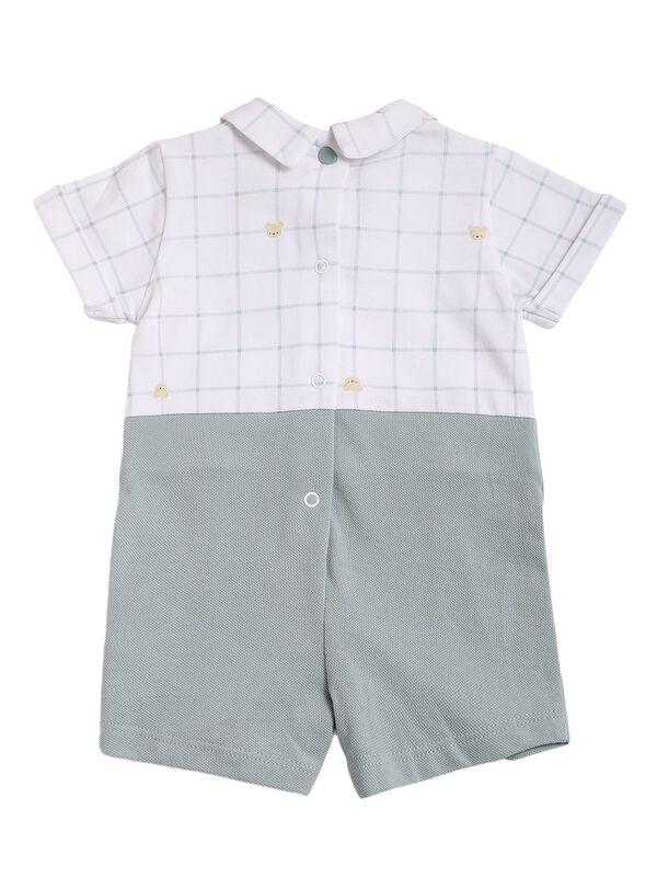 Boys White Short Sleeve Knitted Romper image number 1